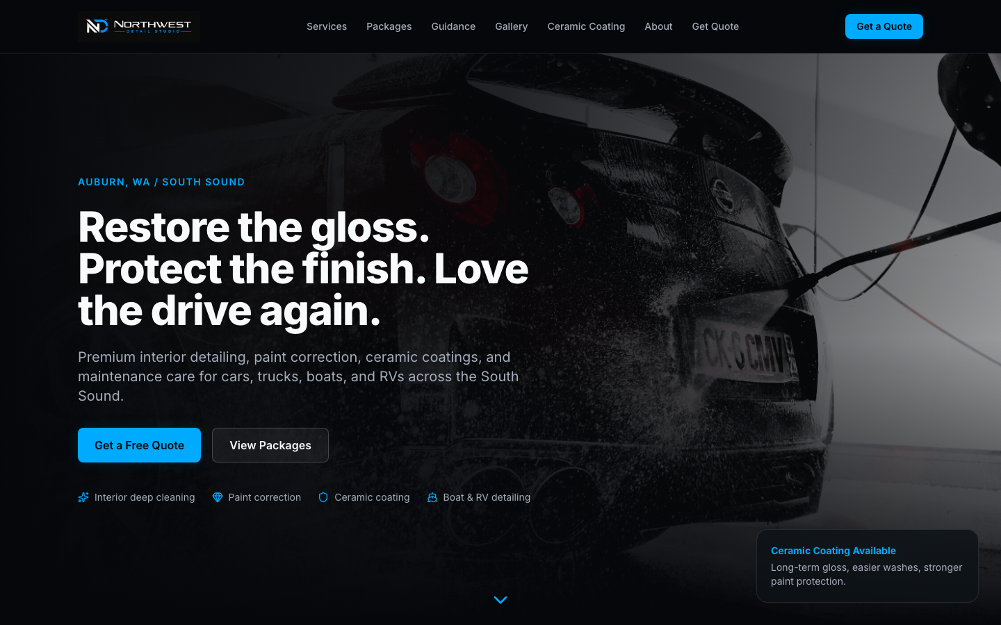 Northwest Detail Studio homepage